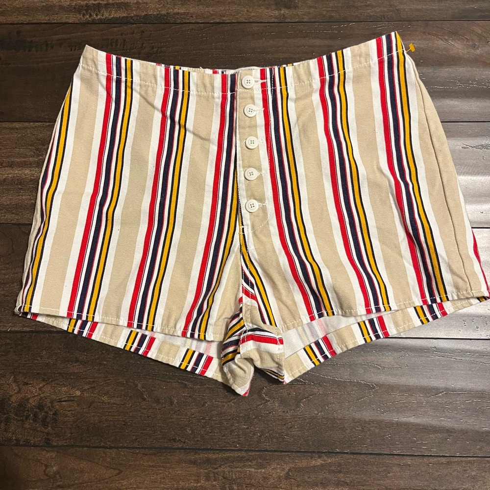 Womens Urban Outfitters Stripped Buttoned High Rise Shorts Size 8